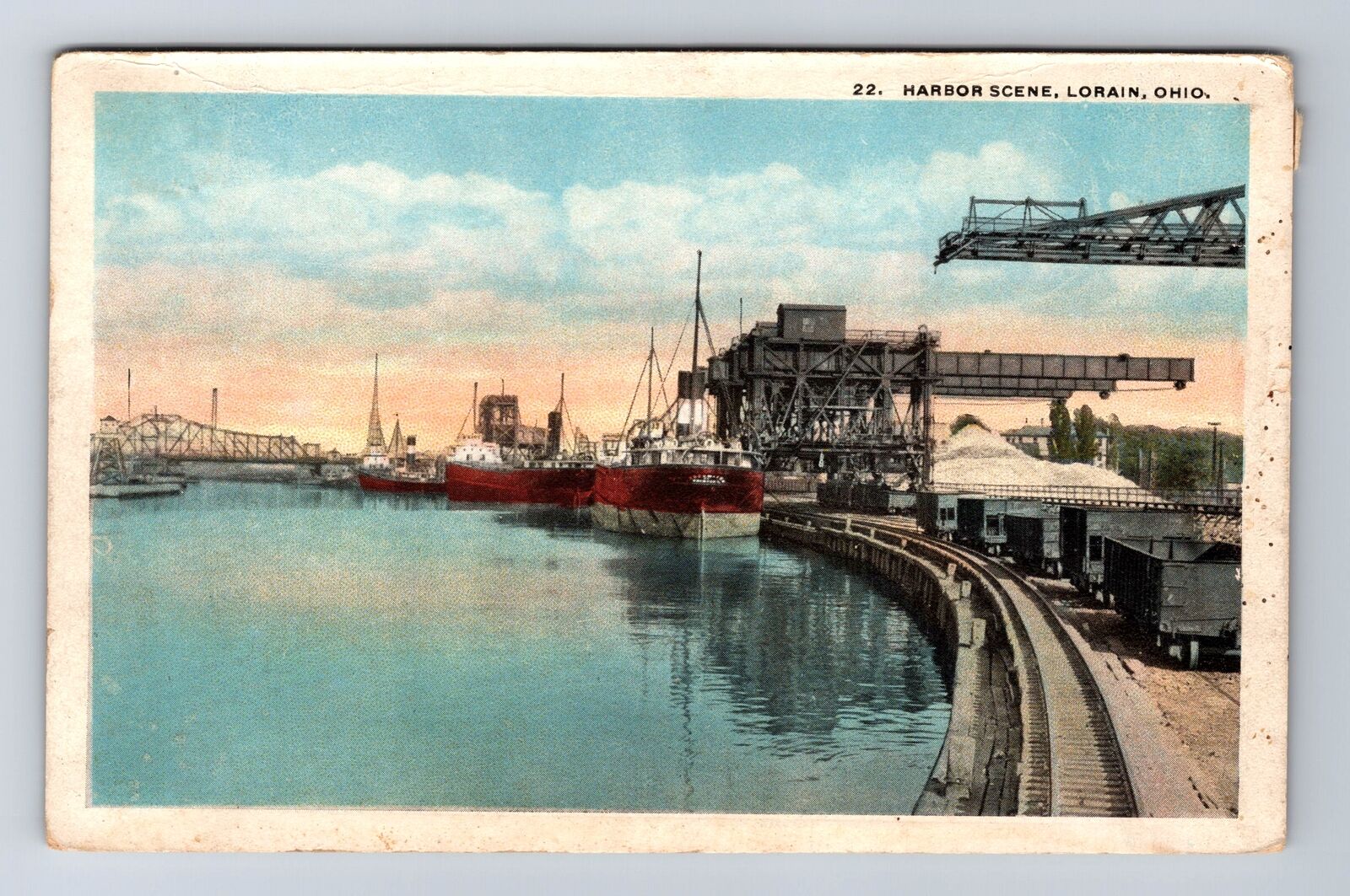 Lorain OH-Ohio, Panoramic View Harbor Scene, Boats, Vintage Souvenir Postcard