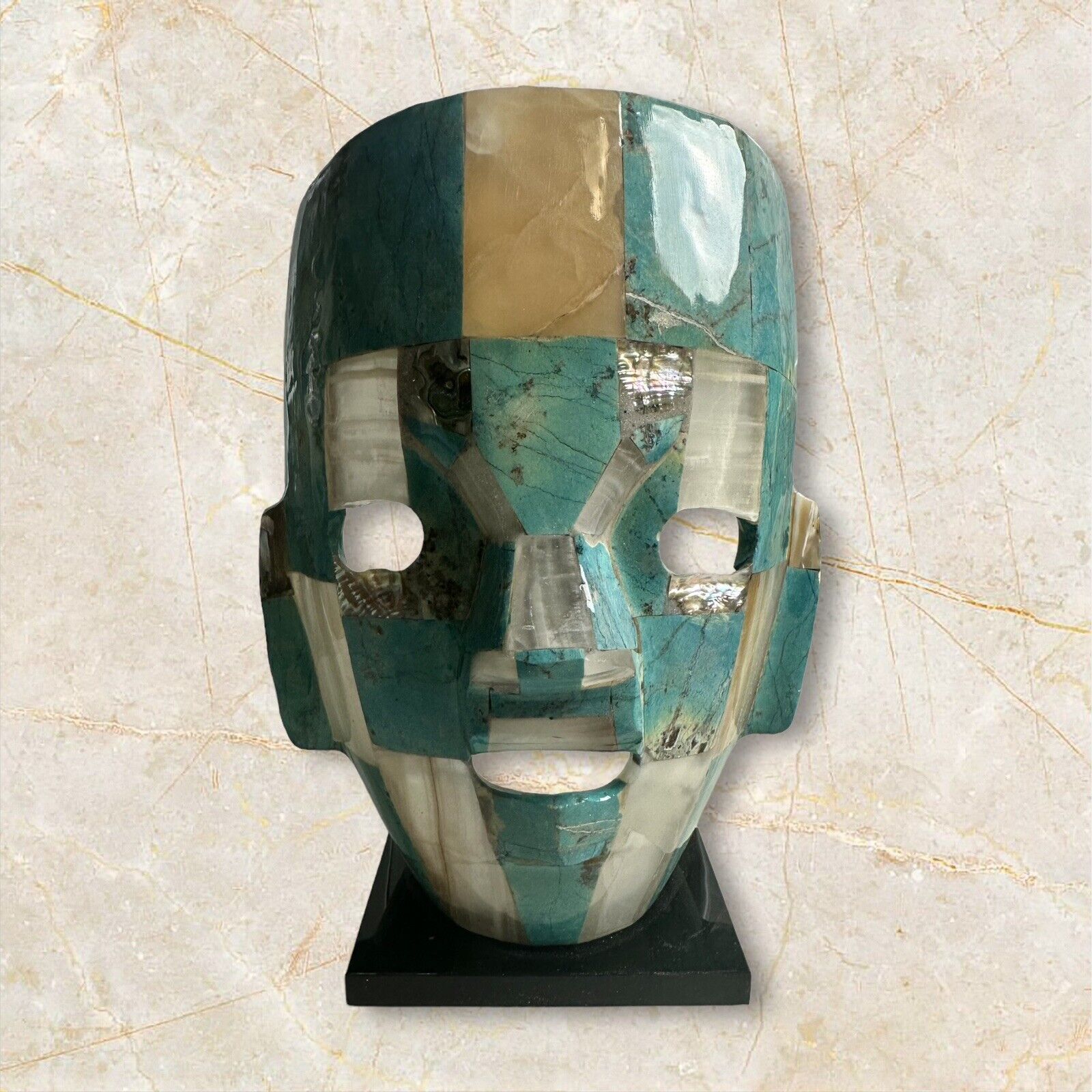 Mexican Death Mask From Colorful Mixed Stones