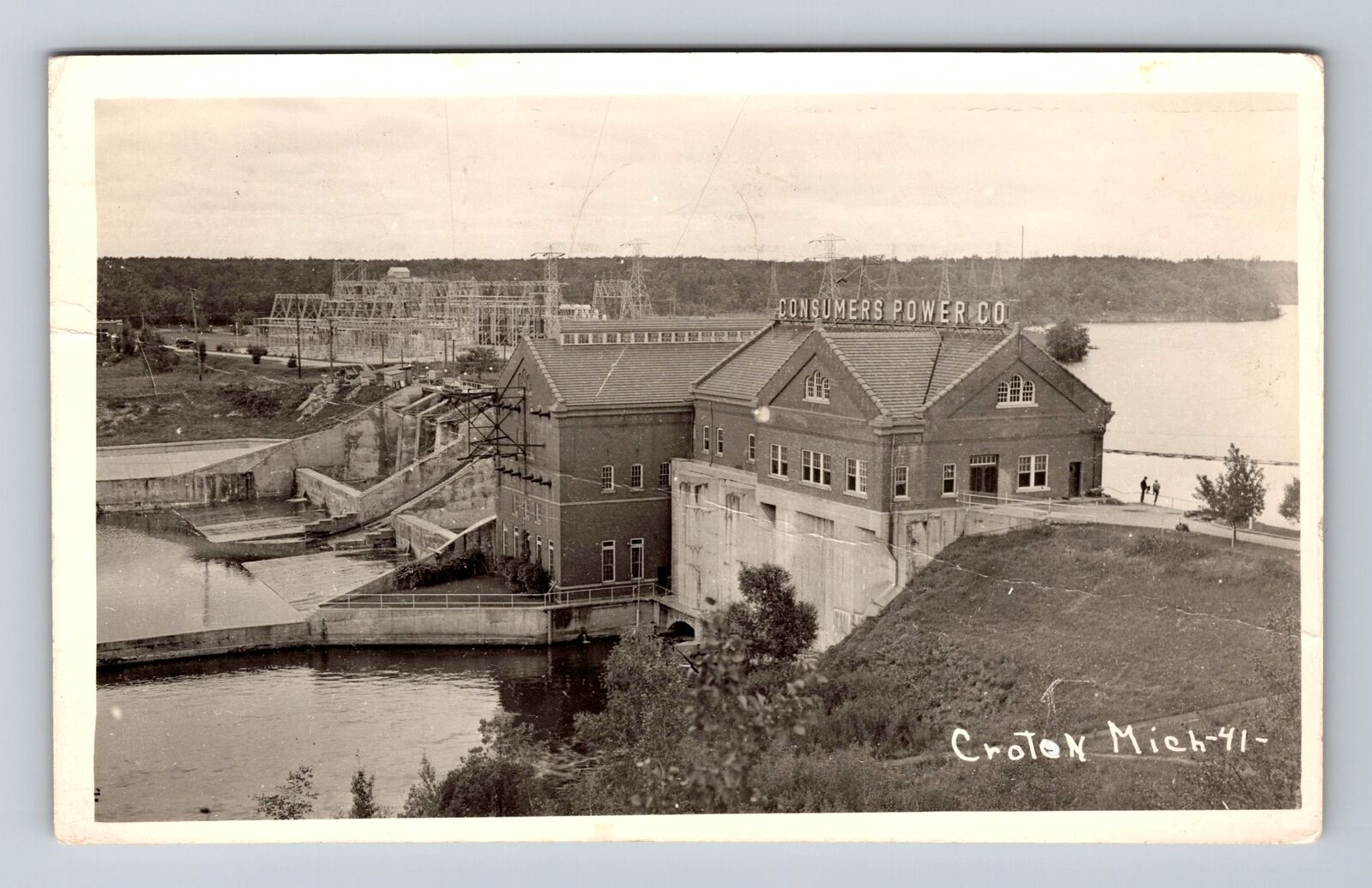 Croton MI-Michigan, RPPC, Scenic View Consumers Power, Vintage c1935 Postcard