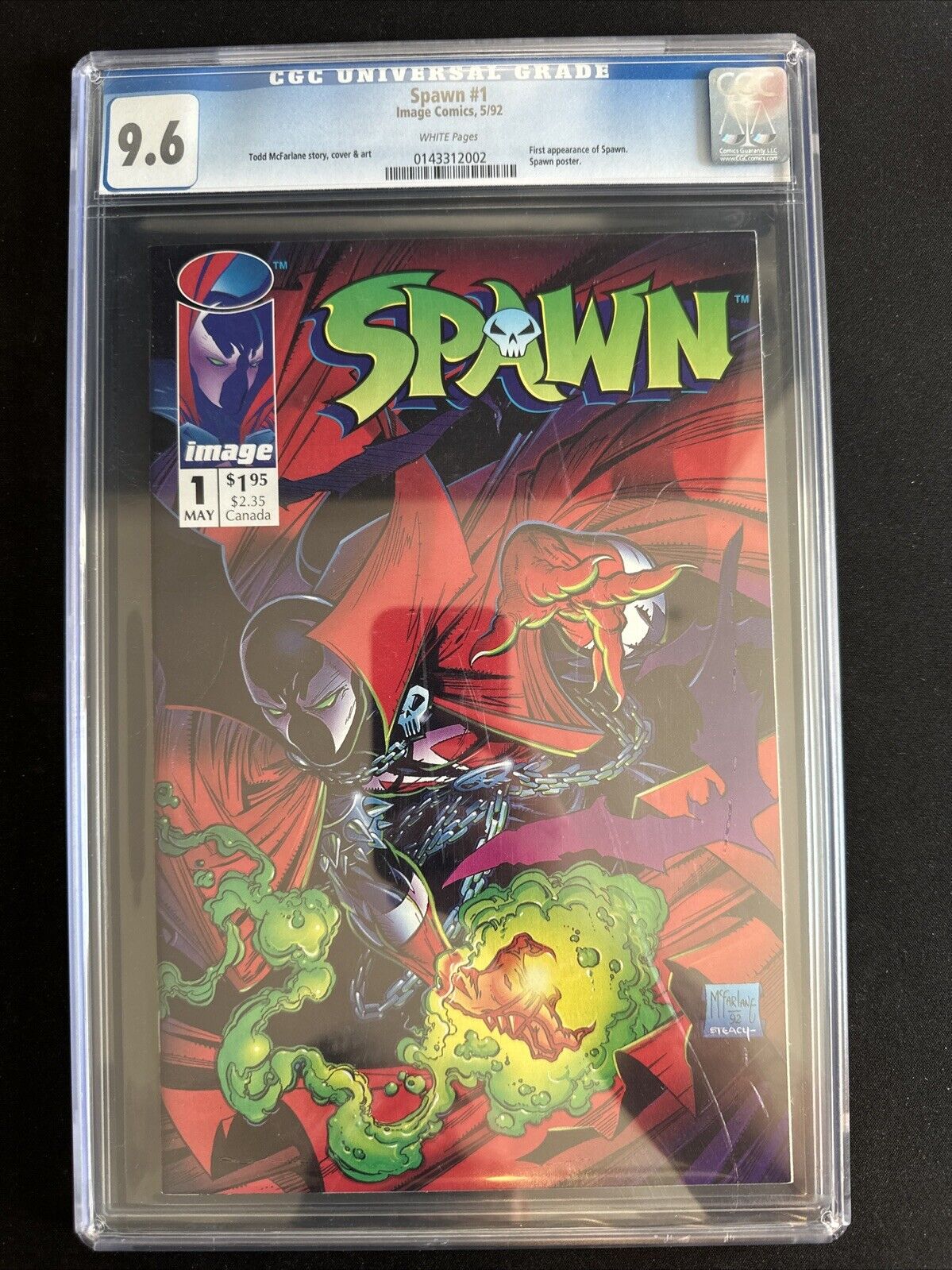 Spawn #1 CGC 9.6 Old Label White Pages Image Comics 1992 McFarlane 1st Print