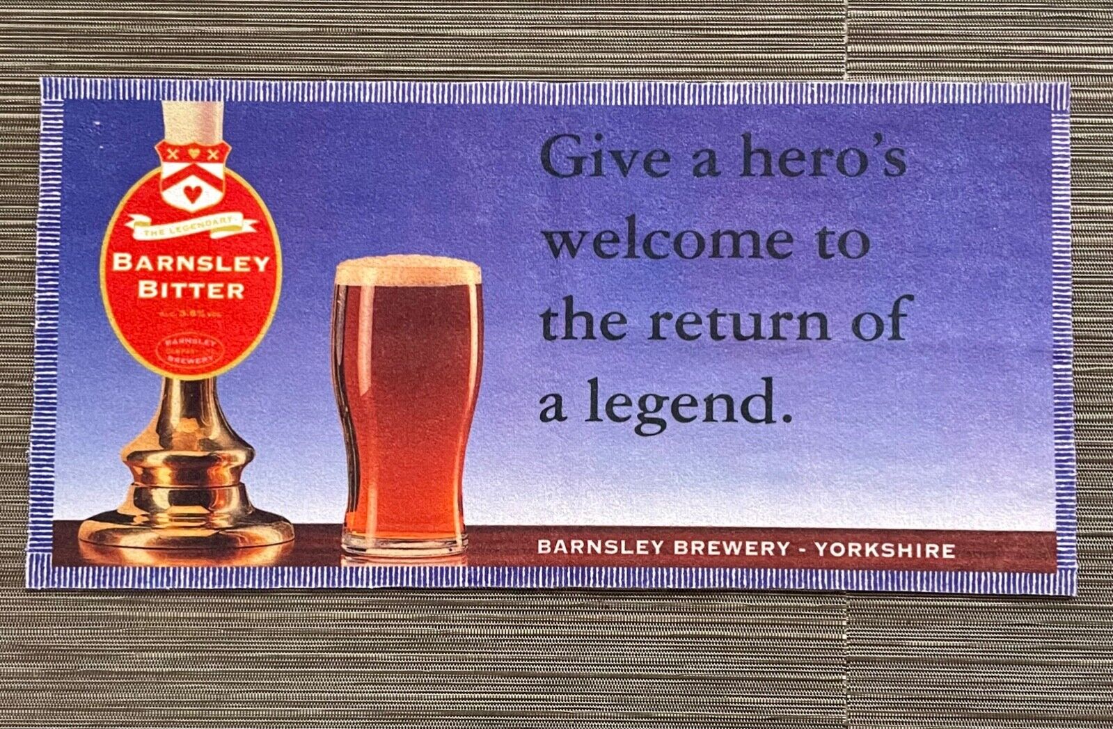 Barnsley Bitter Brewery Bar Pub Towel Yorkshire UK