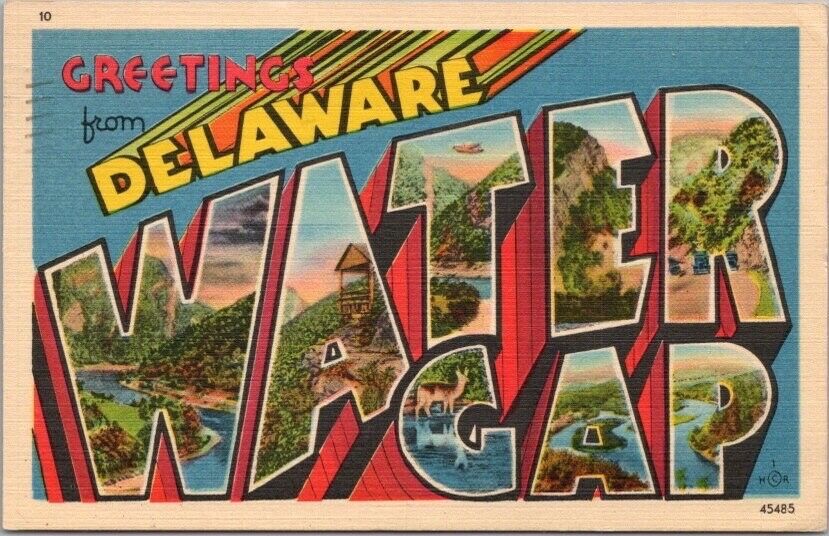 DELAWARE WATER GAP, Pennsylvania Large Letter Postcard / Metrocraft Linen / 1948