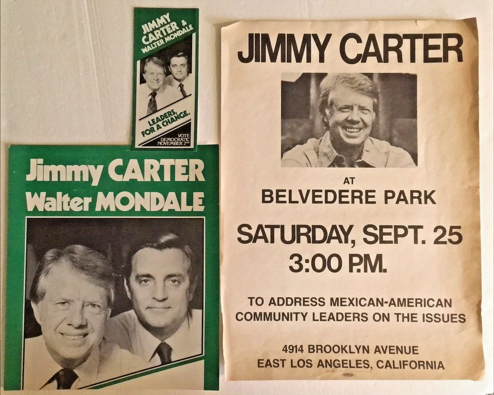 Vintage 1976 President Jimmy Carter Walter Mondale Campaign Posters & Brochure