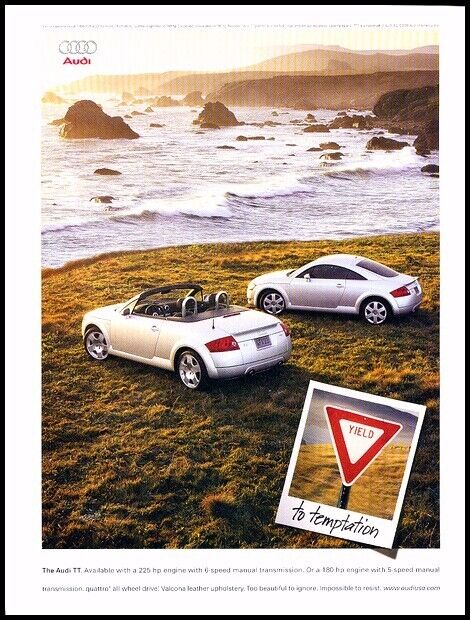 2001 2000 Audi TT Roadster and Coupe Original Advertisement Car Print Ad D89