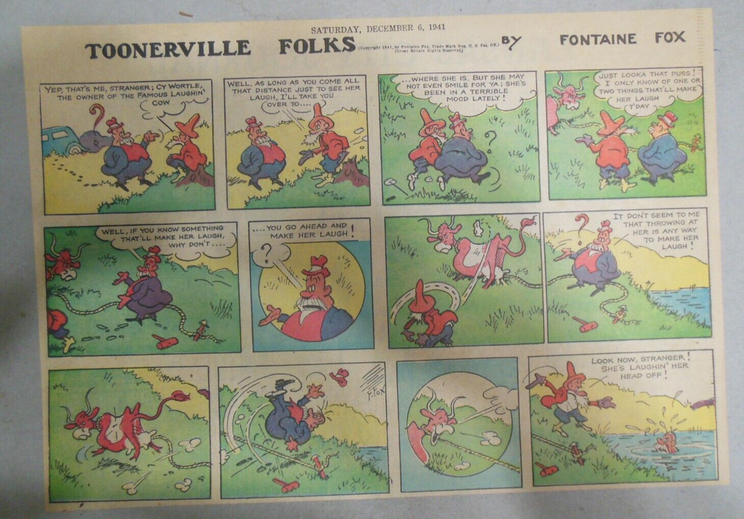 Toonerville Folks Sunday by Fontaine Fox from 12/6/1941 Size: 11 x 15 Color Page