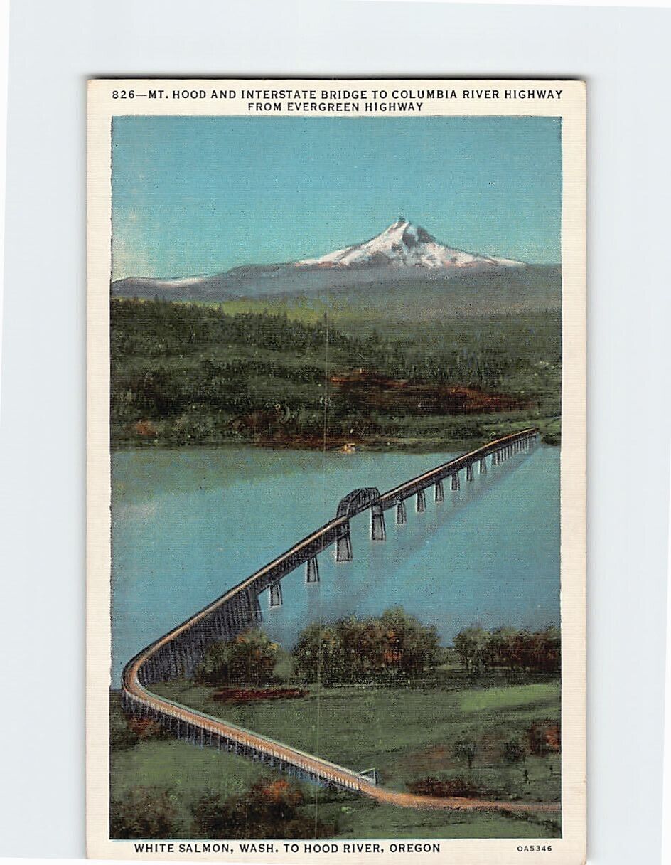 Postcard Mt. Hood & Interstate Bridge Oregon USA