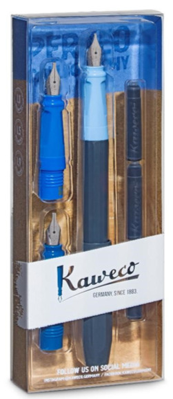 Kaweco Perkeo Calligraphy Set in Blue - 1.1mm, 1.5mm and 1.9mm Nibs - NEW in Box