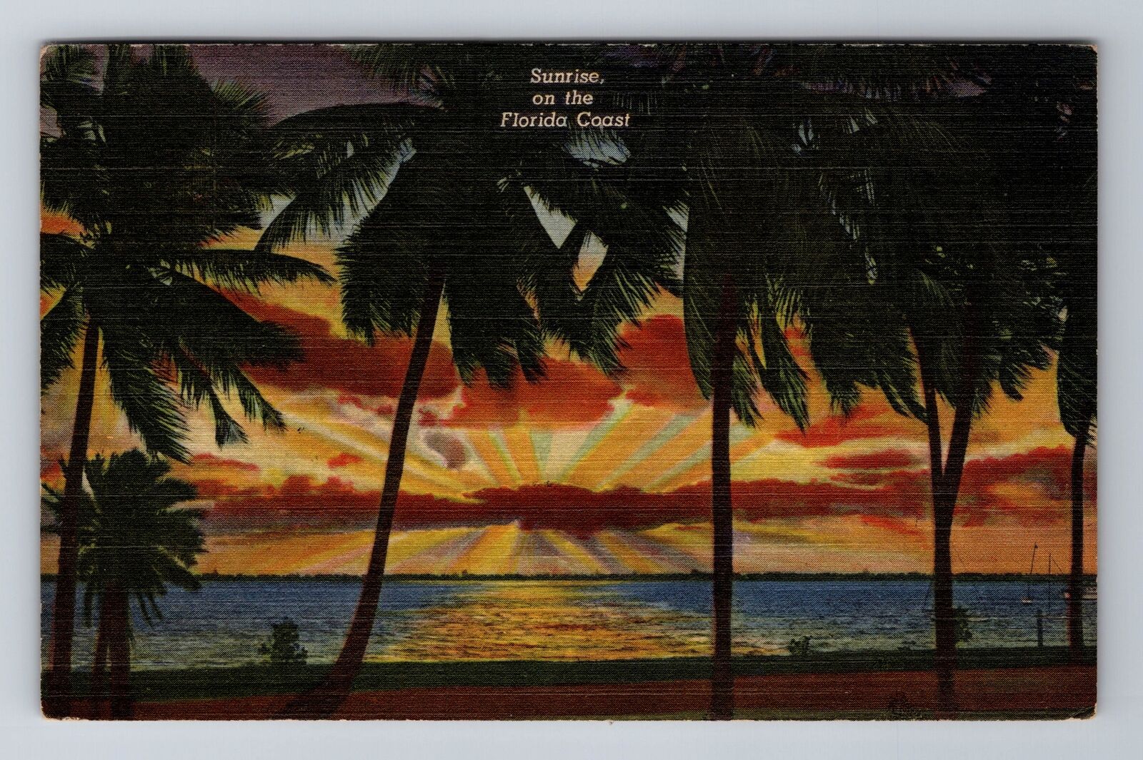 FL-Florida, Sunrise On The Coast, Antique, Vintage c1947 Souvenir Postcard