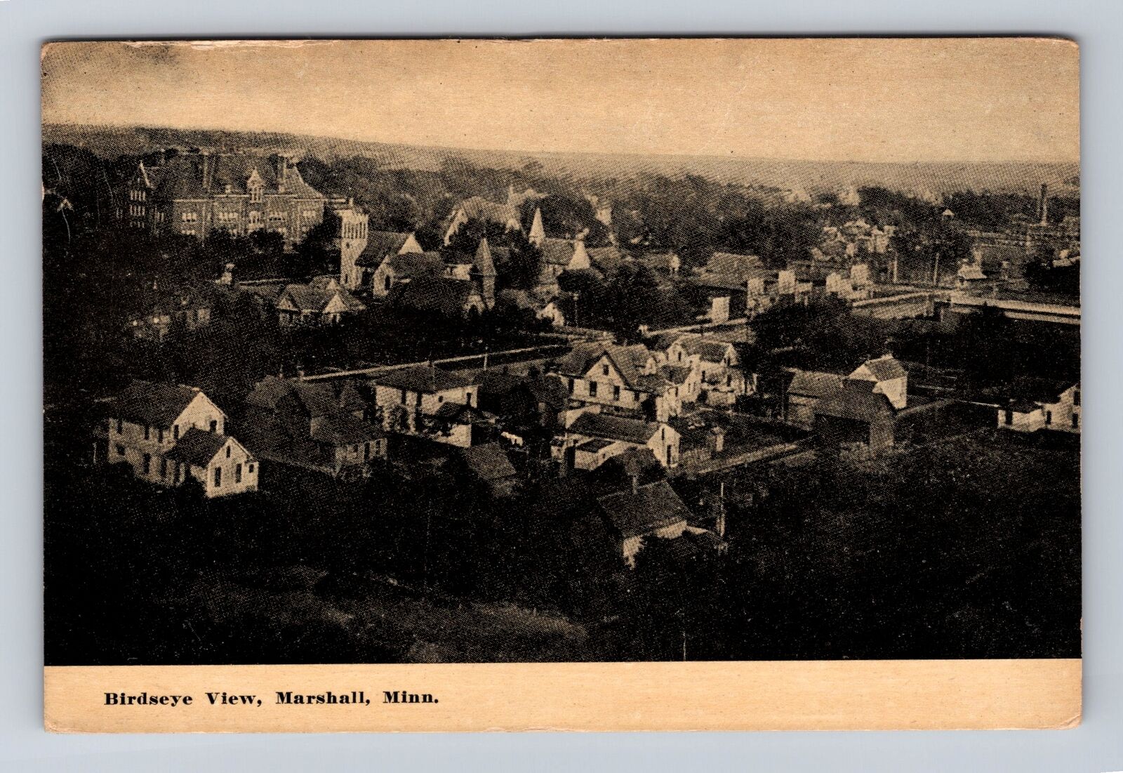 Marshall MN-Minnesota, Birds Eye View of Town, Antique Vintage Souvenir Postcard