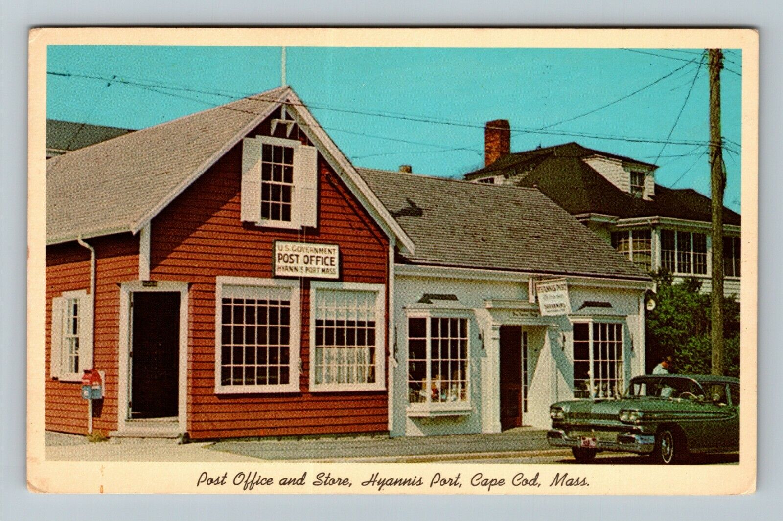 Cape Cod MA-Massachusetts Post Office and Store Hyannis Port Vintage Postcard