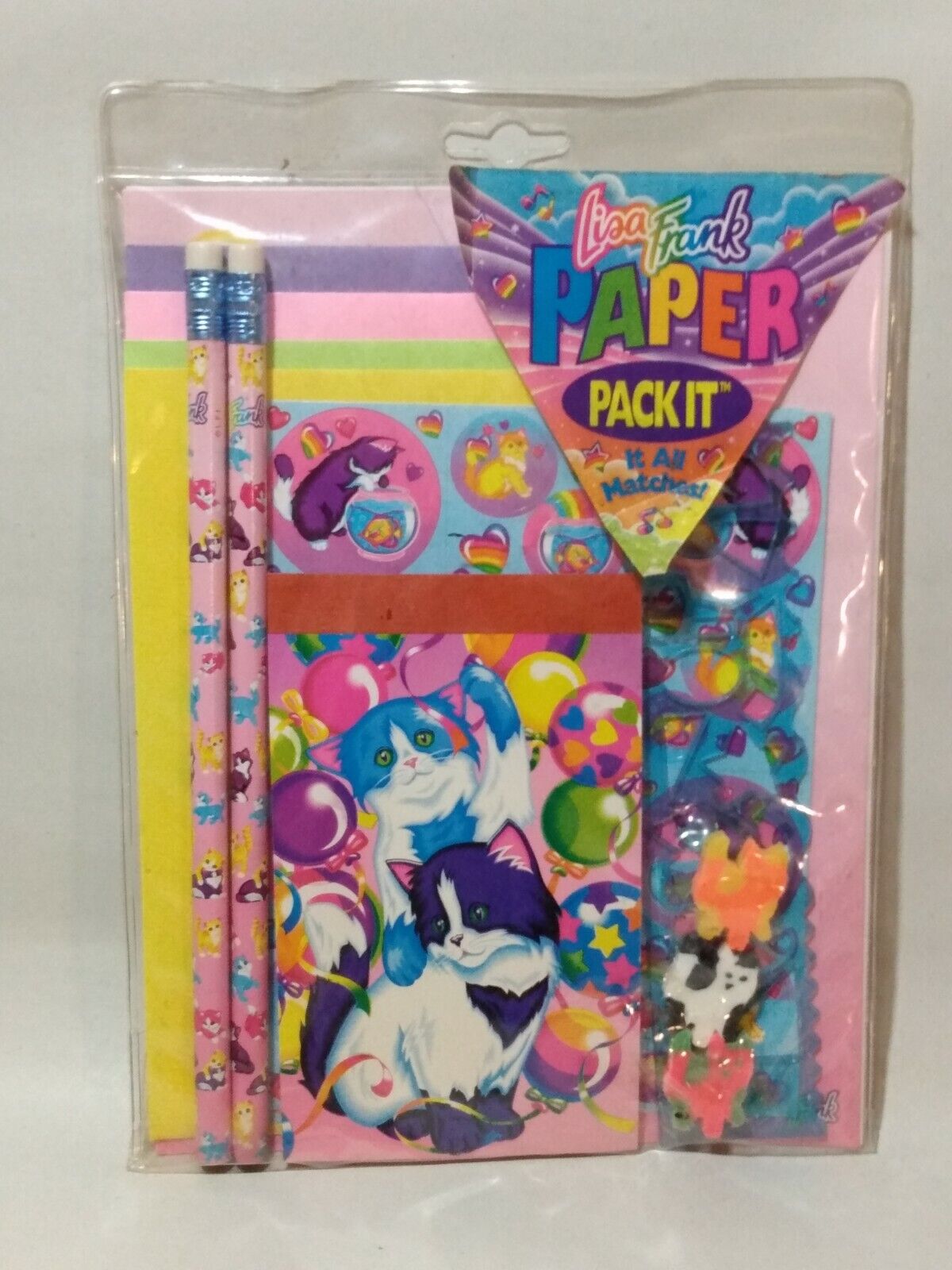 Vtg RARE Lisa Frank Pink Paper Pack It Cats Kittens NOS  See Pics