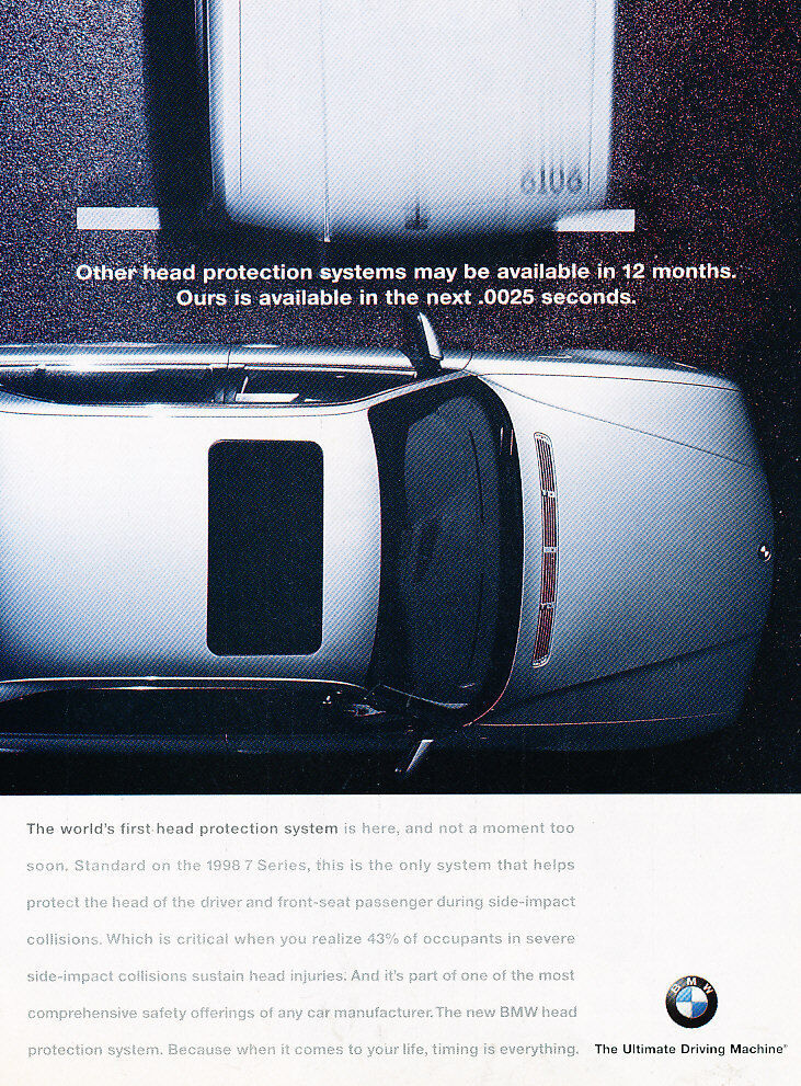 1998 BMW 750i 740i - safety - Classic Vintage Advertisement Ad H41