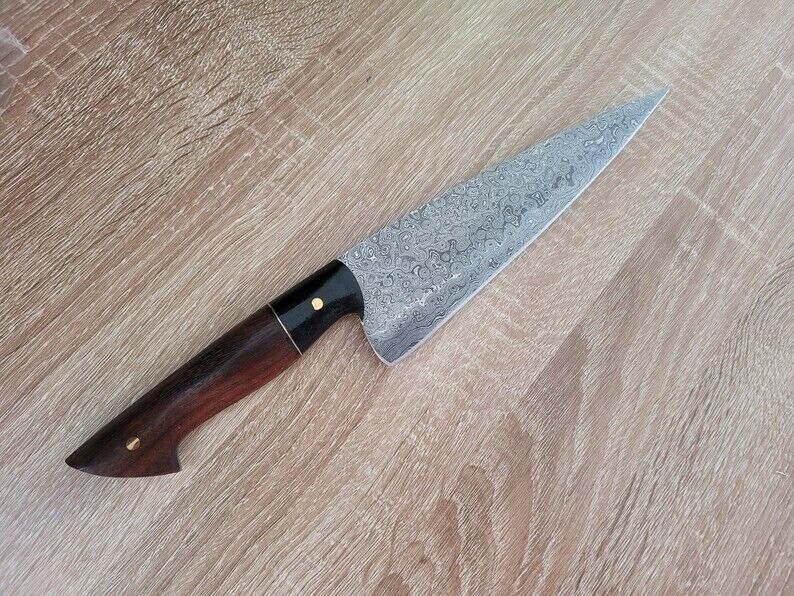 Handmade Damascus Steel Full Tang Chef Kitchen Knife Cutting Chopping & Mincing