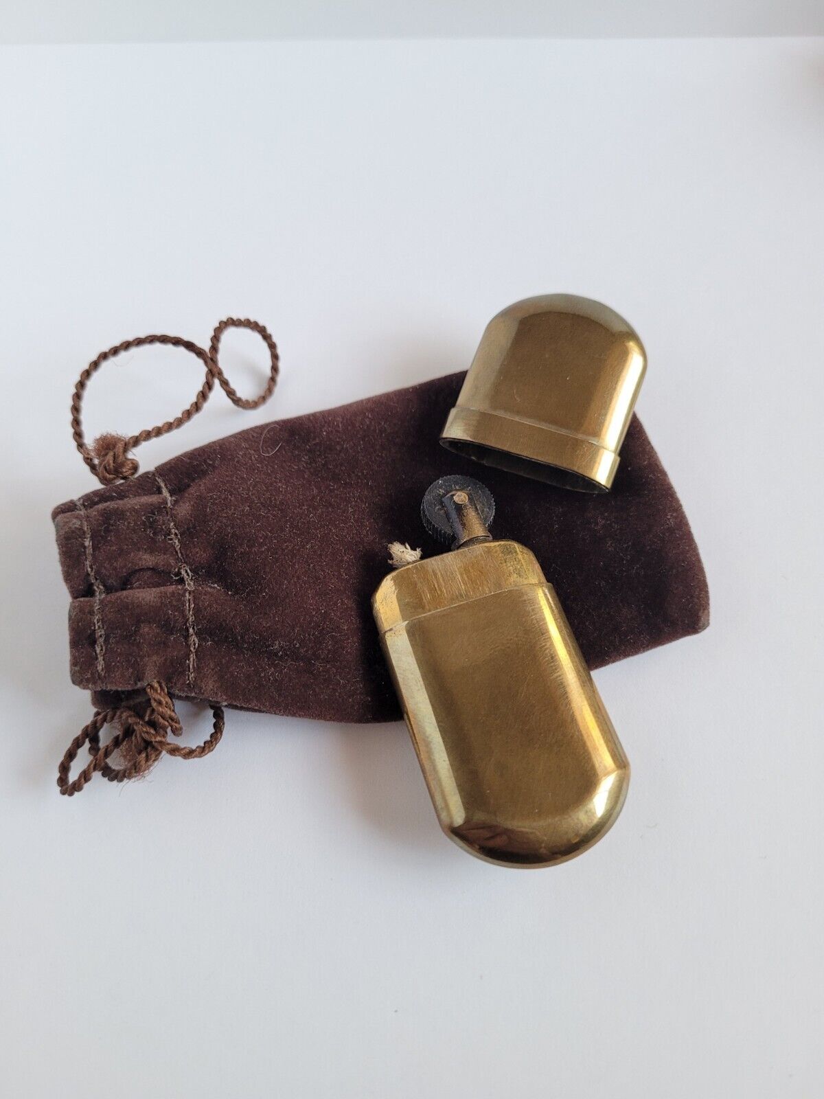 Brass No. 5 Smoke Stone Vintage Cigarette Pocket Lighter Used w Bag
