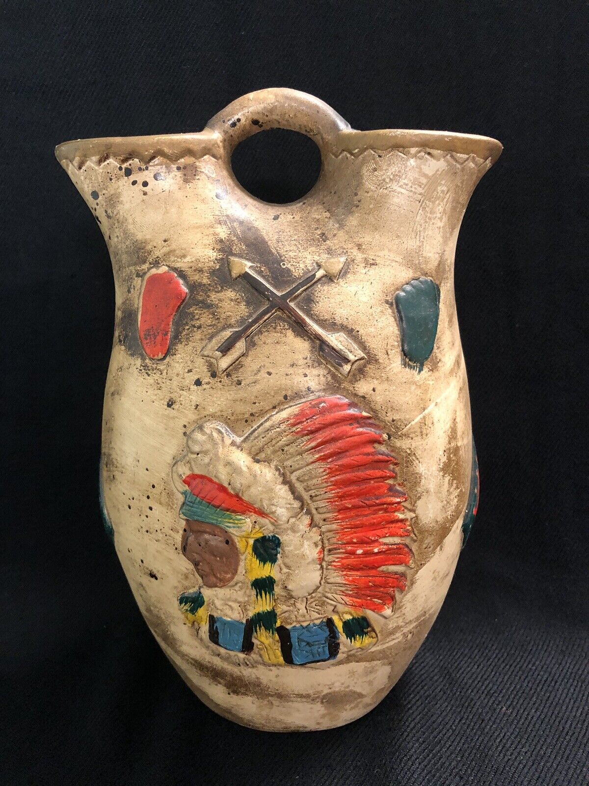 Vintage Native American-Style Navajo Wedding Vase Embossed