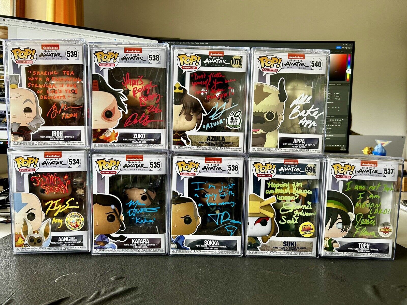 Avatar The Last Airbender Cast Signed Funkos With Cases. 