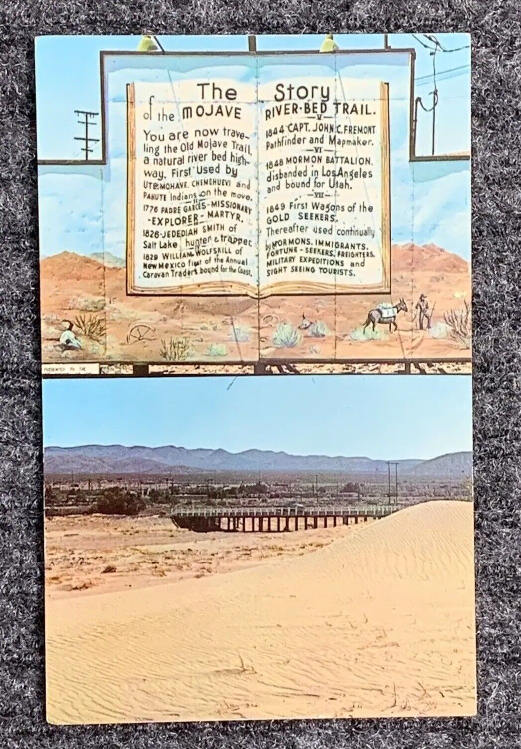 Story of the Mojave River Bed Commemorative Sign Barstow CA Multiview Postcard