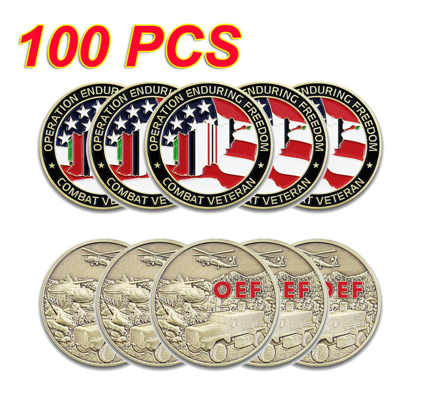 100PCS OEF Combat Veteran Operation Enduring Freedom Challenge Coin Collectible