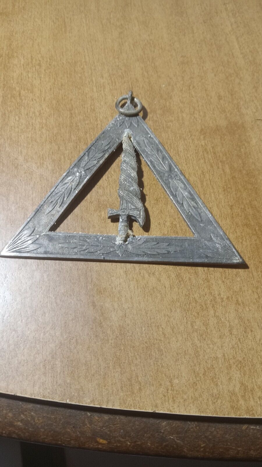 Masonic Officers Triangle Jewel With Sword In Middle Vintage