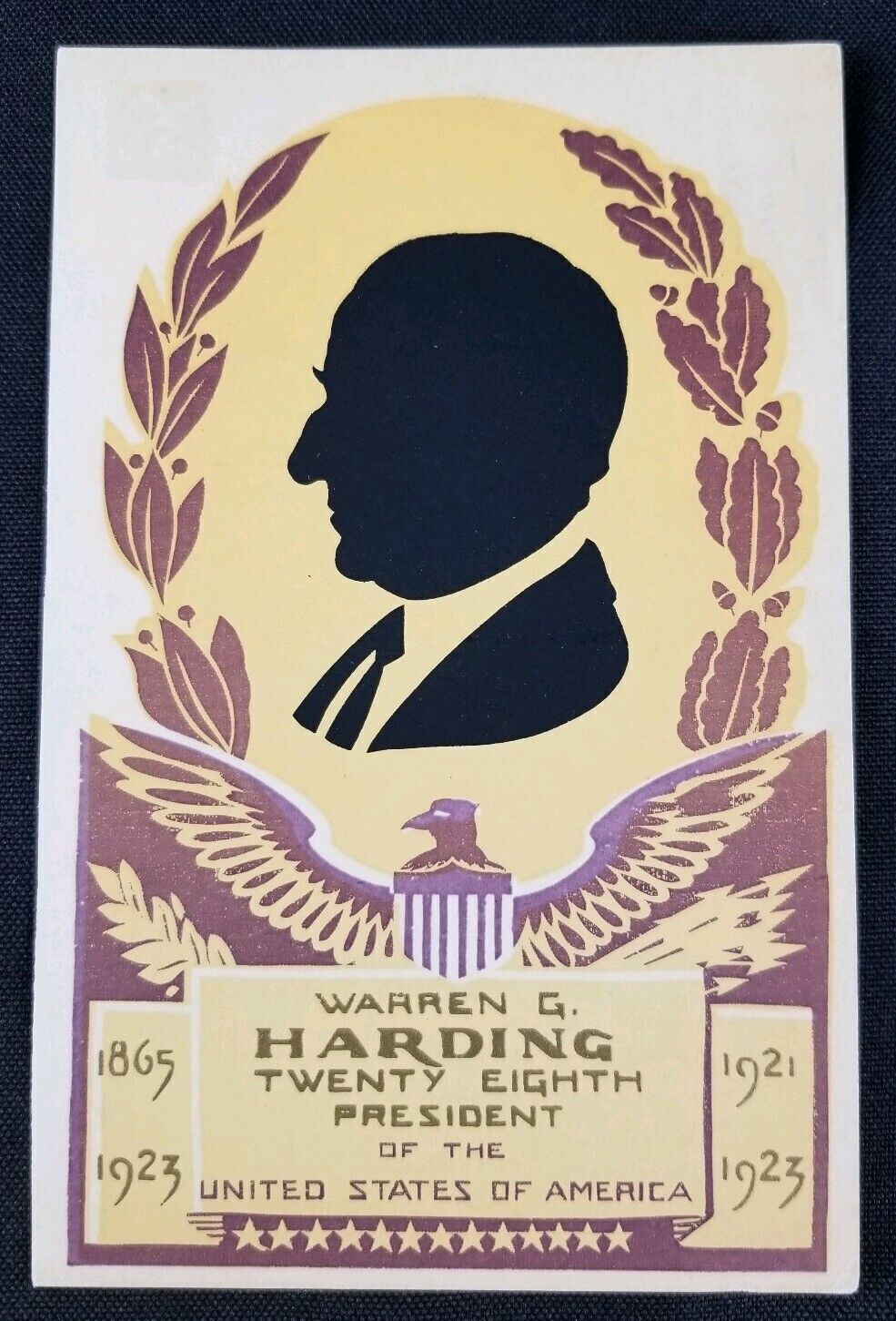Vtg Warren G. Harding President Limited Edition Handmade Serigraph Postcard