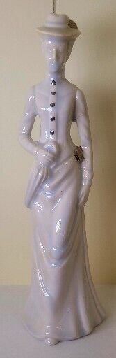 Victorian Woman Statue Tall Porcelain Vintage 