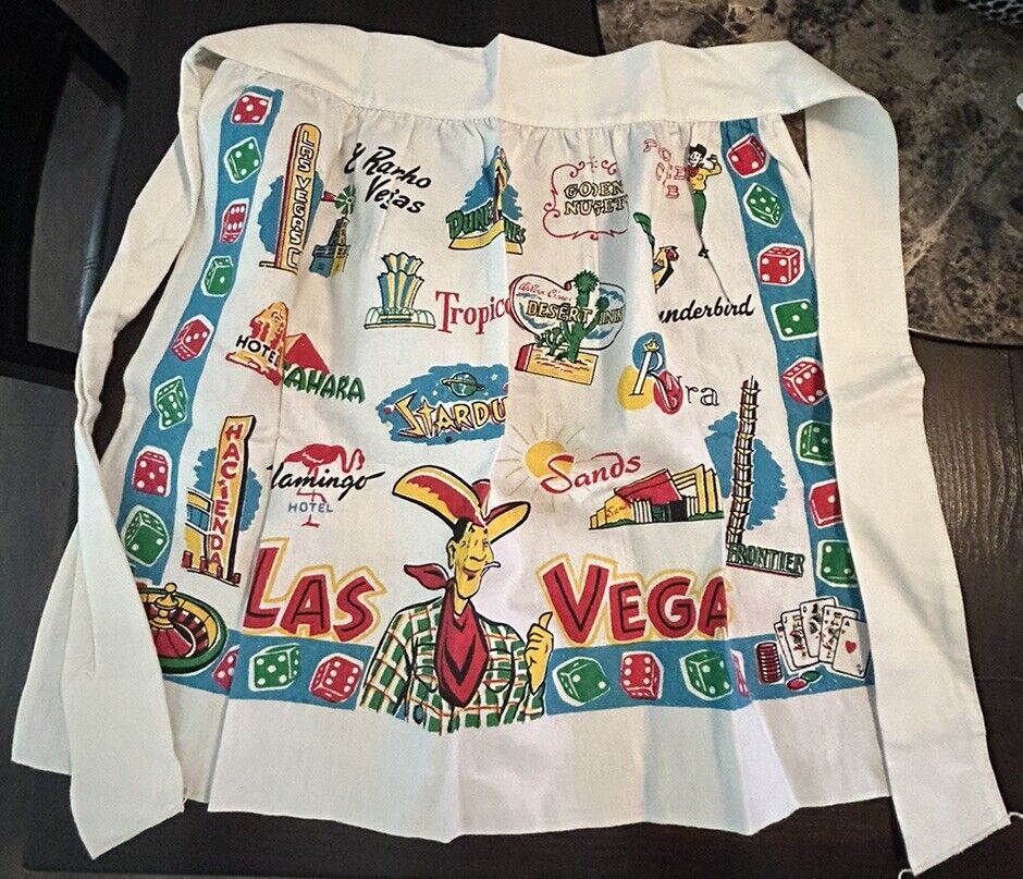 RARE Vintage Souvenir Las Vegas Adult Apron Vegas Sands, Stardust, Hacienda EUC
