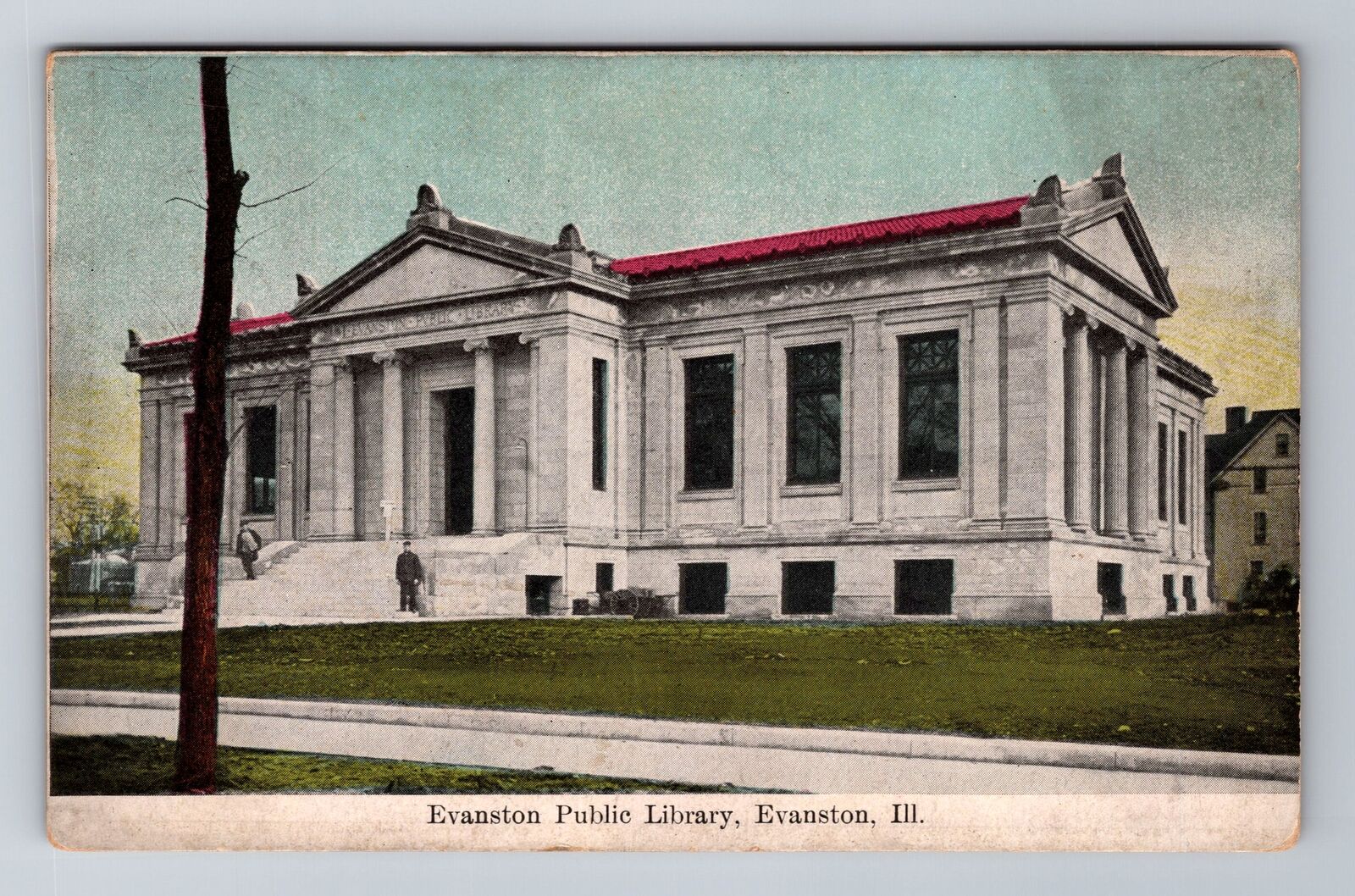 Evanston IL-Illinois, Evanston Public Library, Antique, Vintage Postcard