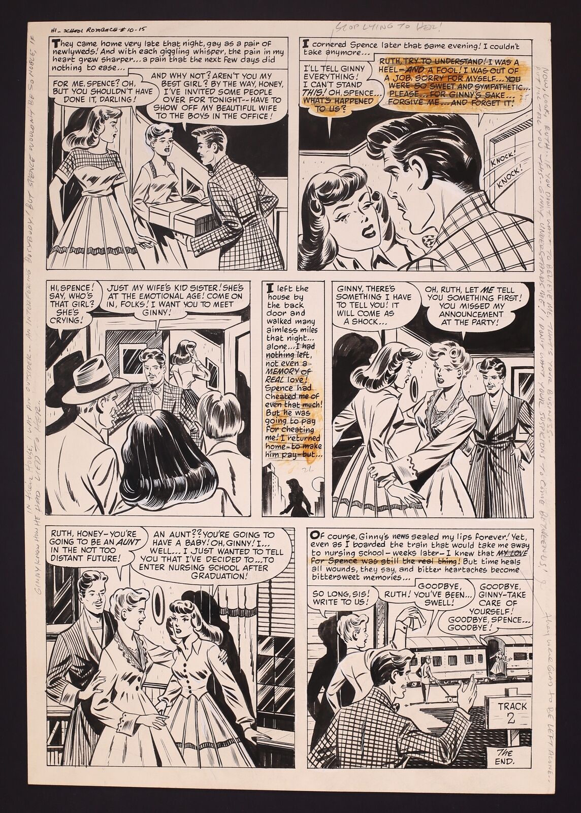 Original Art First Love Illustrated #10 (1951 Harvey), Story Pg 6 by Al Avison