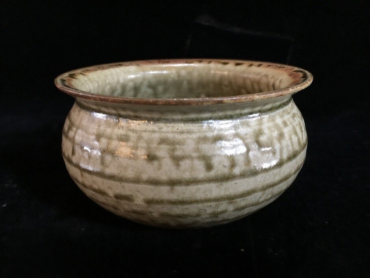 U1199 Japanese Vintage Pottery Tea Ceremony Wastewater Bowl KENSUI Glaze