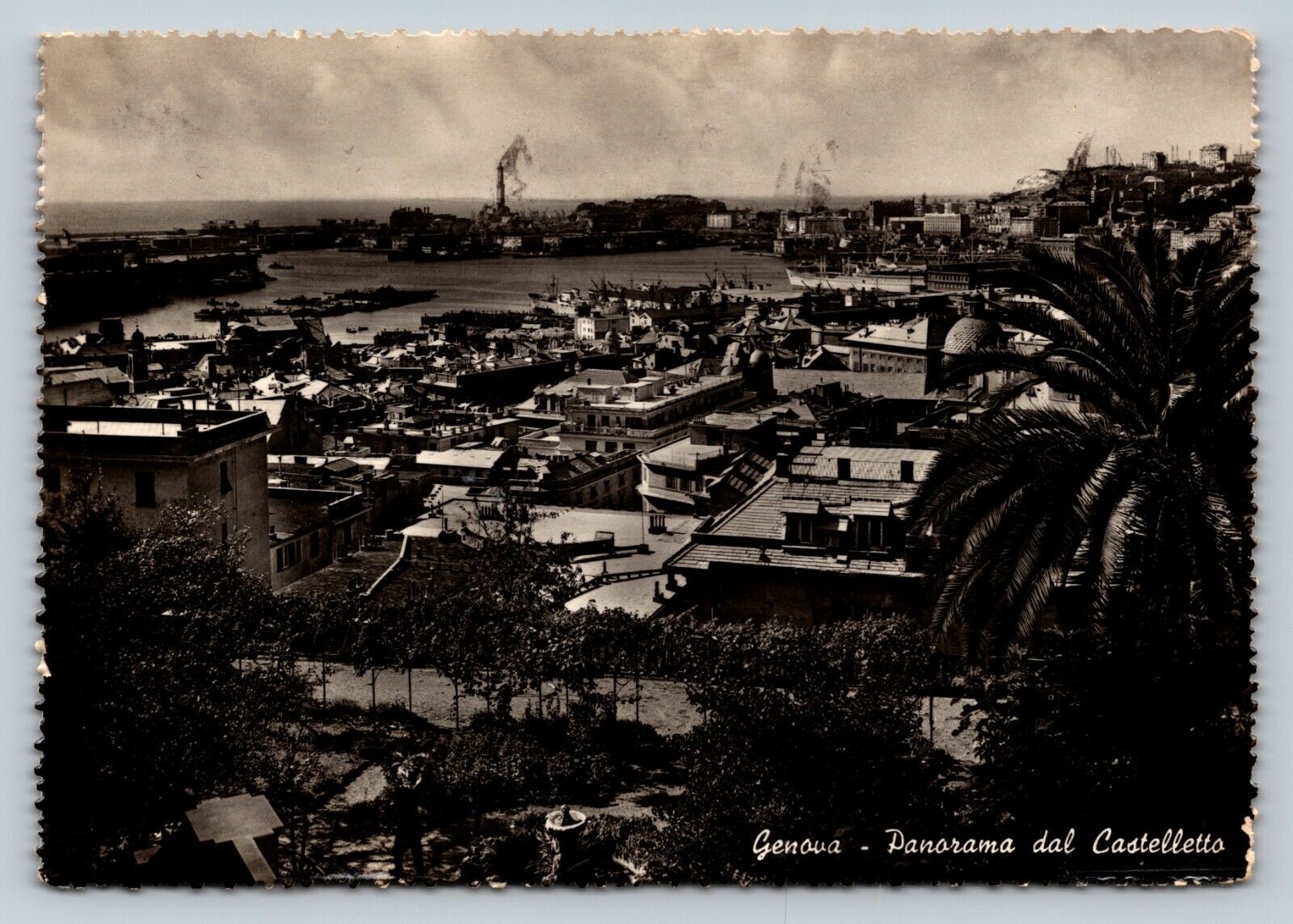c1955 RPPC Postcard: Genoa, Italy - Beautiful City View From Castelletto - 4x6