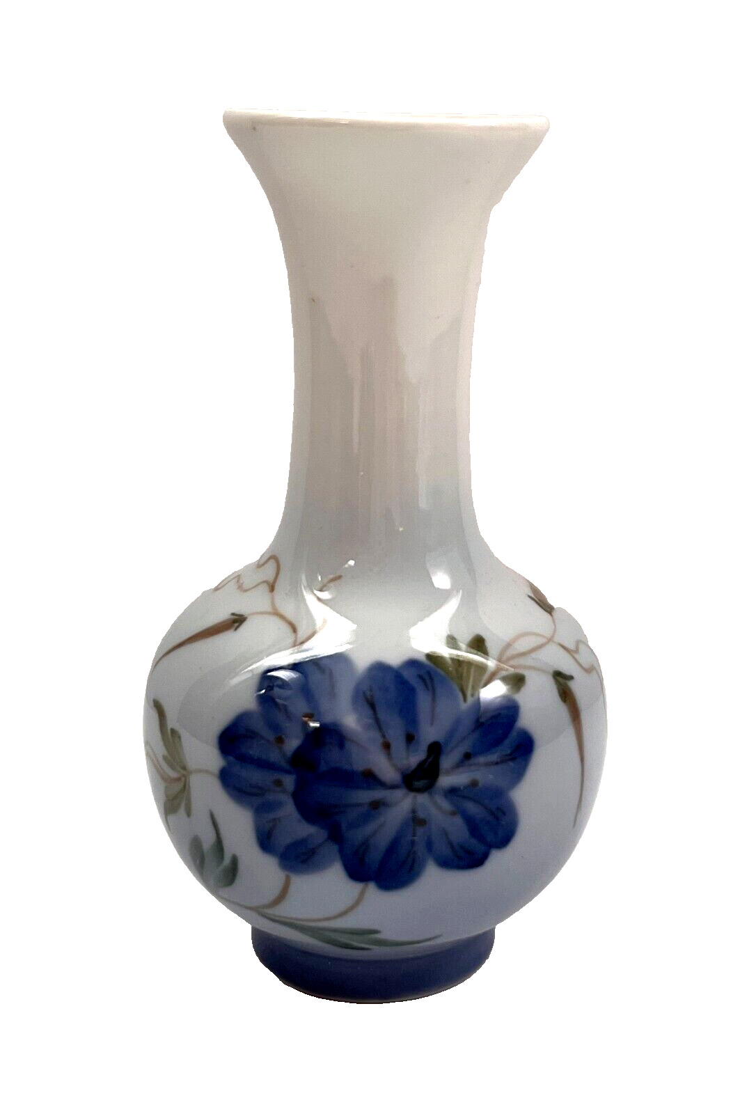 Vintage Royal Copenhagen Denmark 2800-1554 Small Bud Vase w/ Blue Flowers