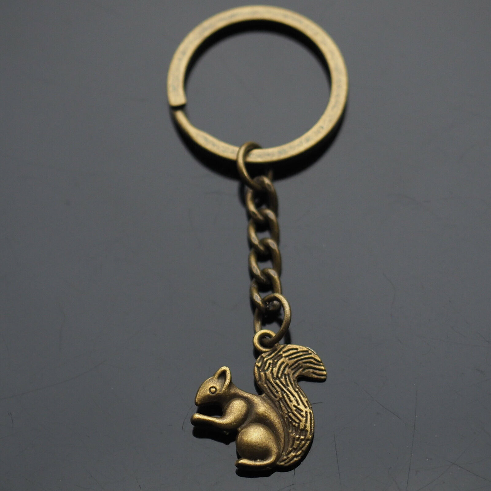Cute Squirrel Eating Nut Funny Wildlife Nature Lover Key Chain Bronze Keychain