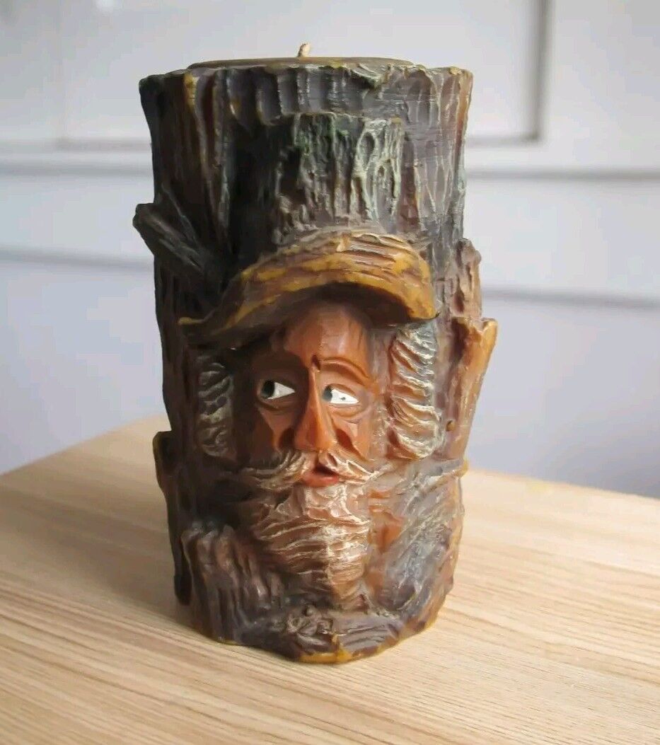 Vintage Gunter Kerzen Candle- Old Man In Tree Trunk Design- Unused Handmade