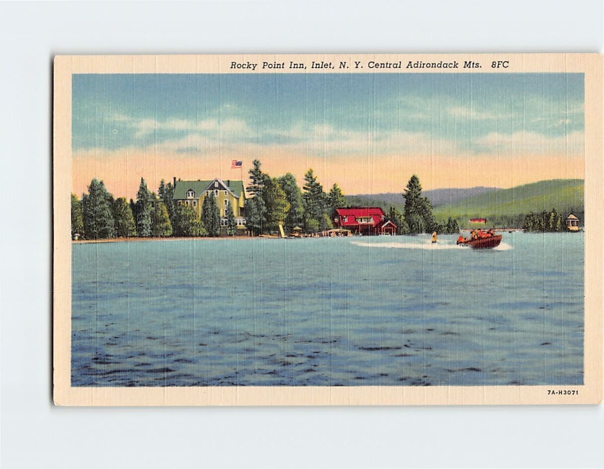Postcard Rocky Point Inn Inlet New York Central Adirondack Mountains USA