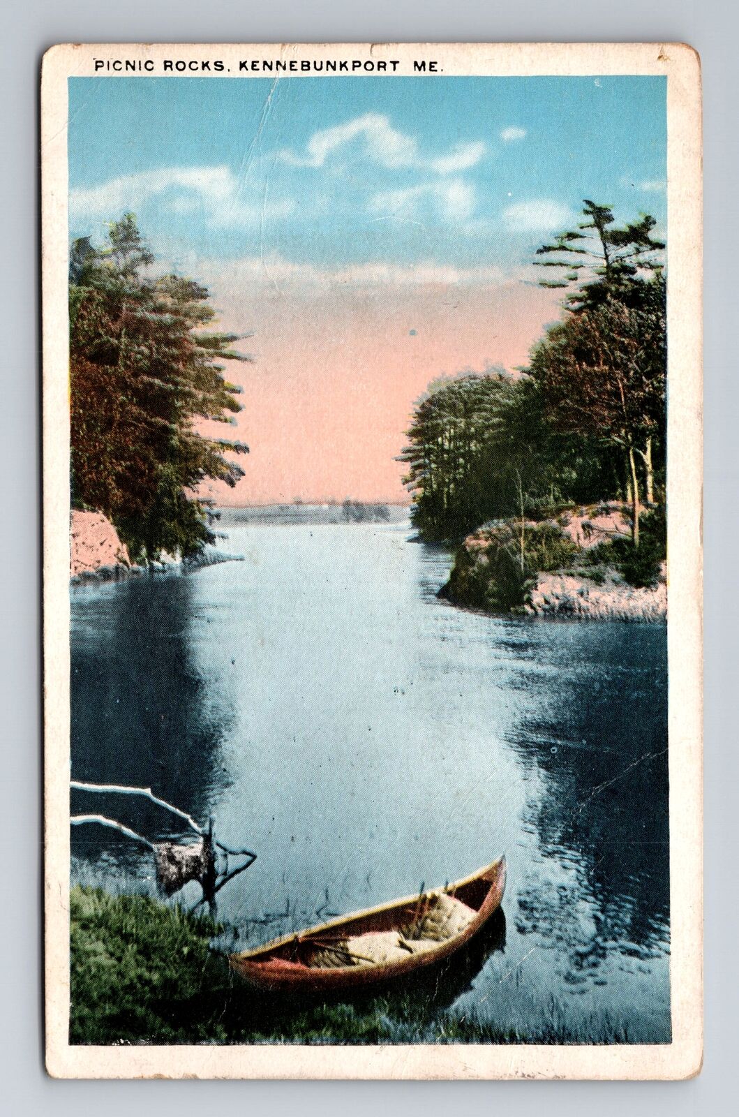 Kennebunkport ME-Maine, Picnic Rocks, Antique, Vintage c1917 Postcard