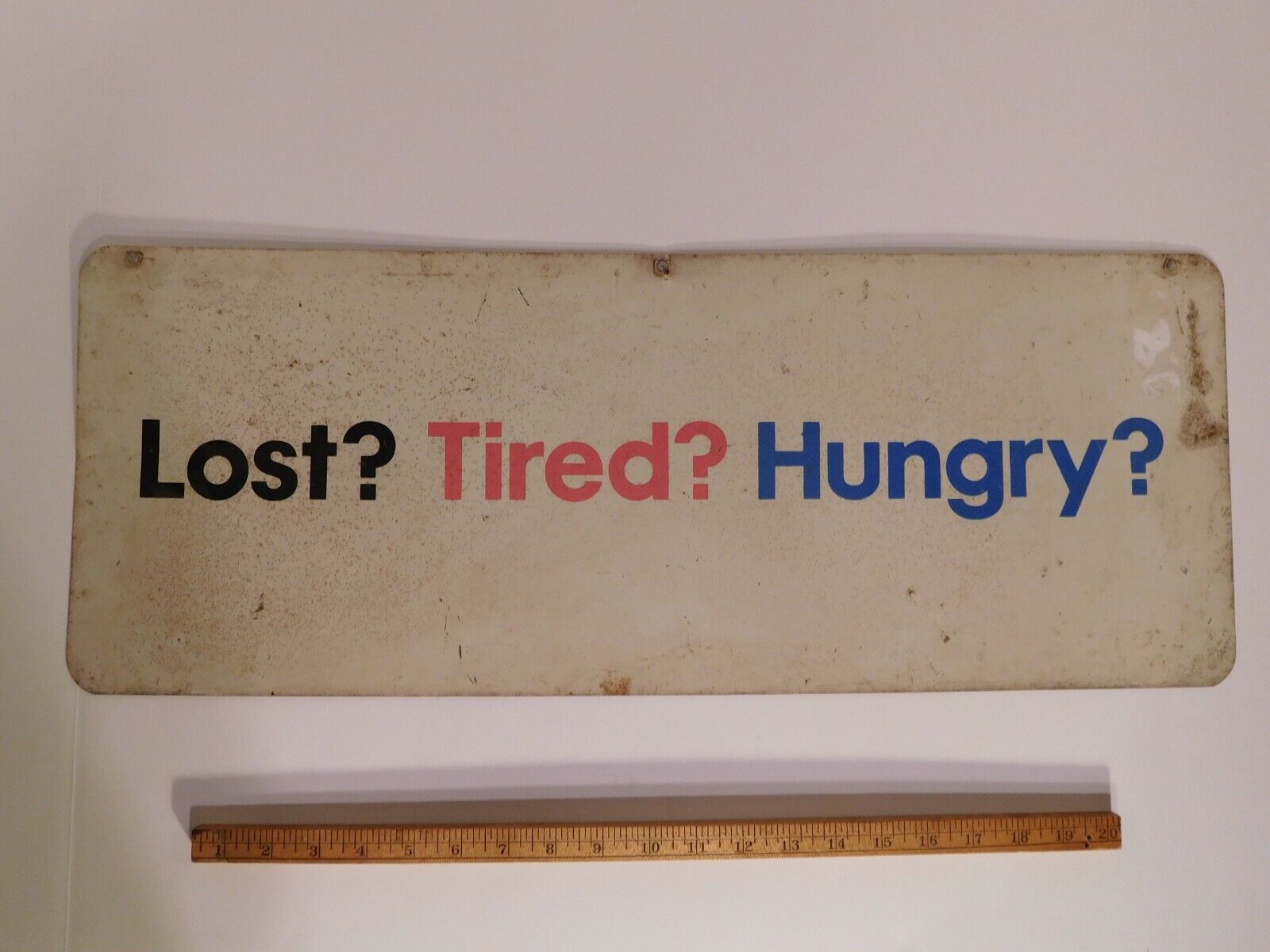 ~RARE Vintage Forgotten MOBIL Advertising Slogan LOST? TIRED? HUNGRY? Sign YES