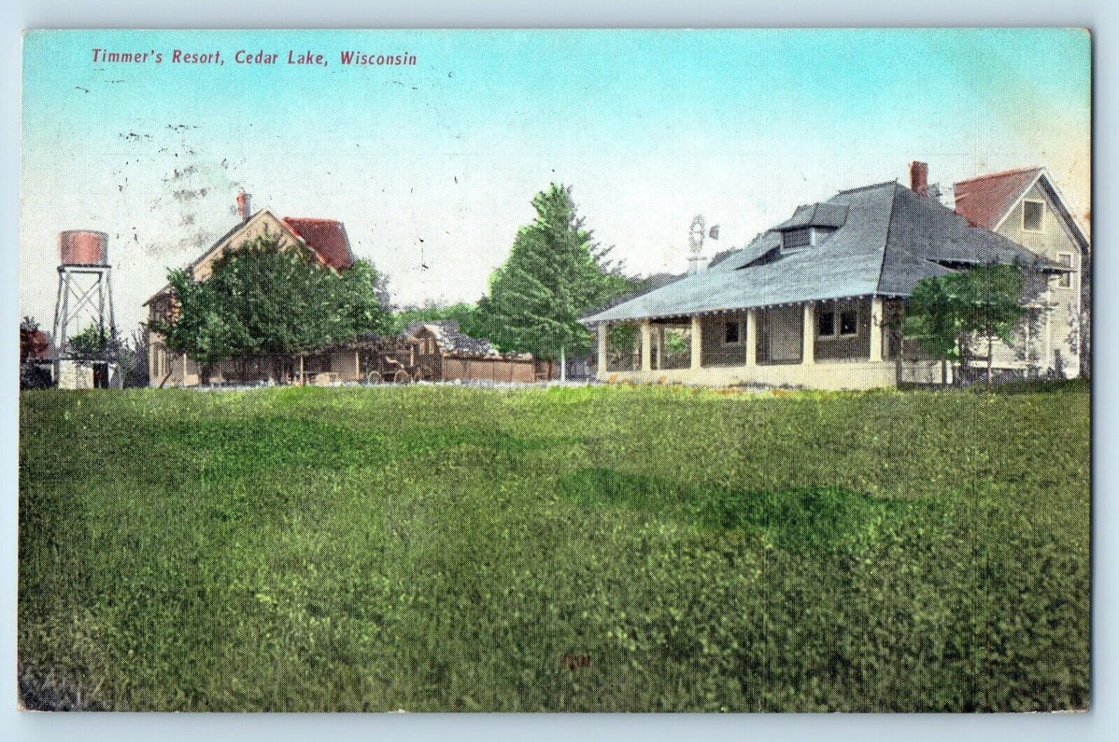 Cedar Lake Wisconsin WI Postcard Timmer's Resort Exterior Building c1909 Vintage