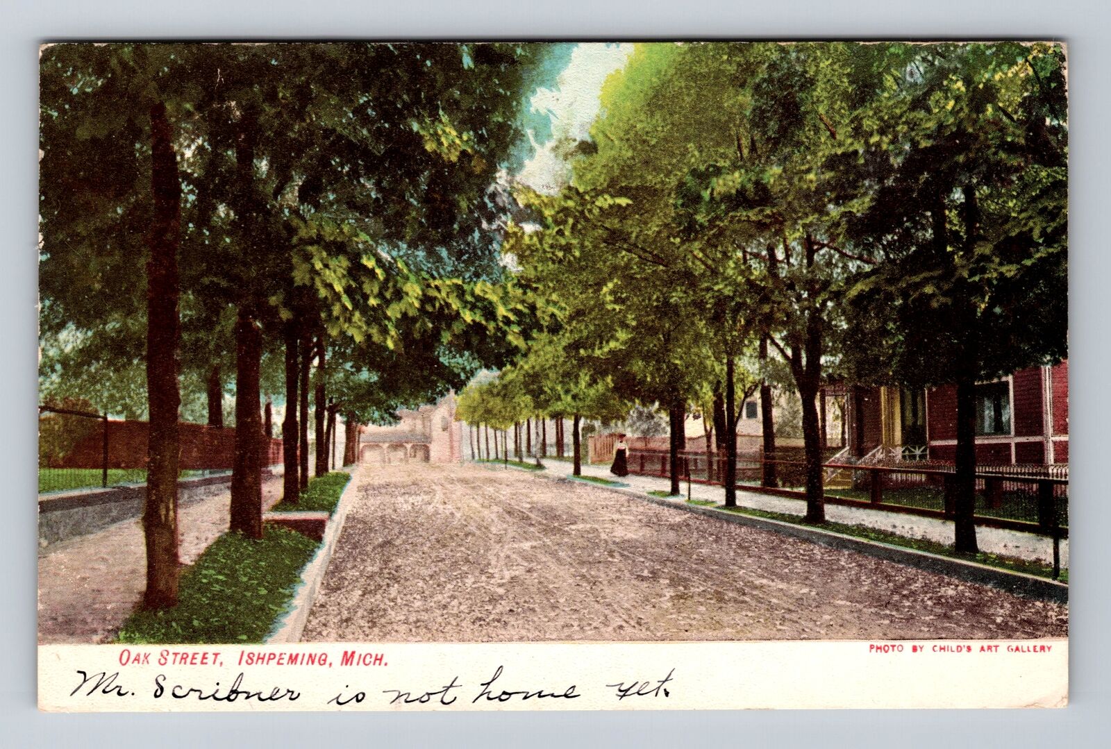 Ishpeming MI-Michigan, Scenic View Of Oak Street, Vintage c1907 Postcard