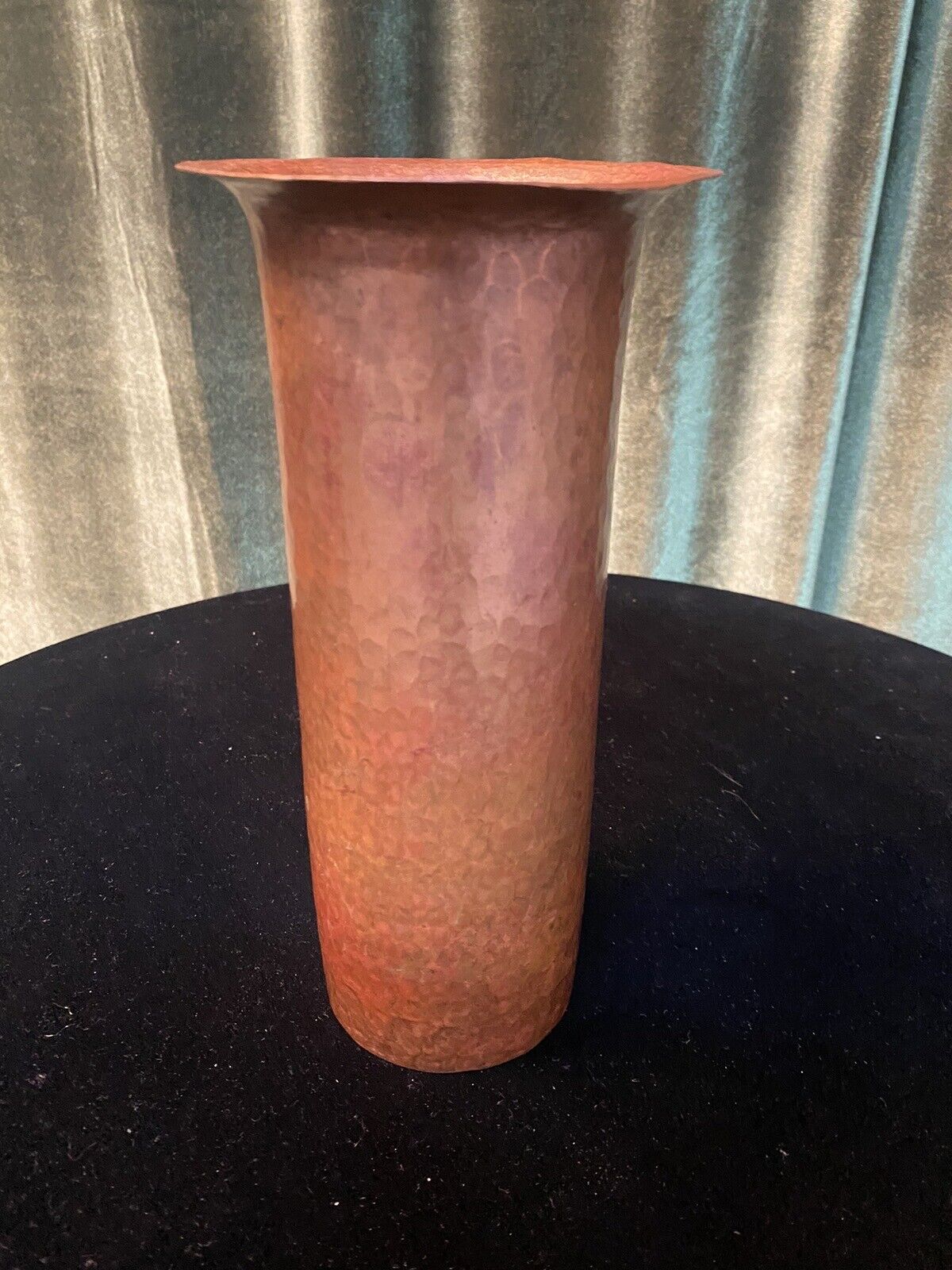 Arts & Craft Hammered Copper Fluted  Vase cobre Stamped FZ 9in Antique Old Rare