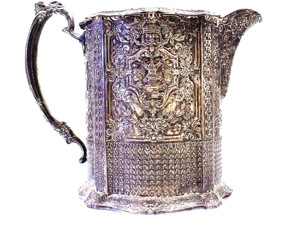 Pitcher, Tankard, Silverplate over Copper, Victorian, Exceptionally Detailed