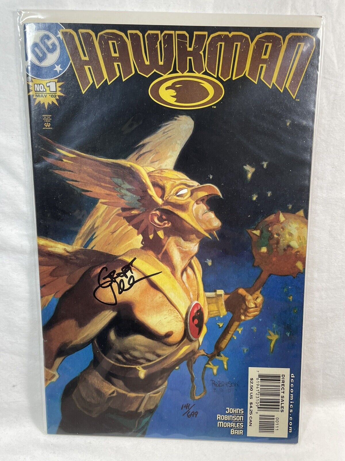 DC Comics HAWKMAN #1 2002 Dynamic Forces #141 of 699 Signed by GEOFF JOHNS