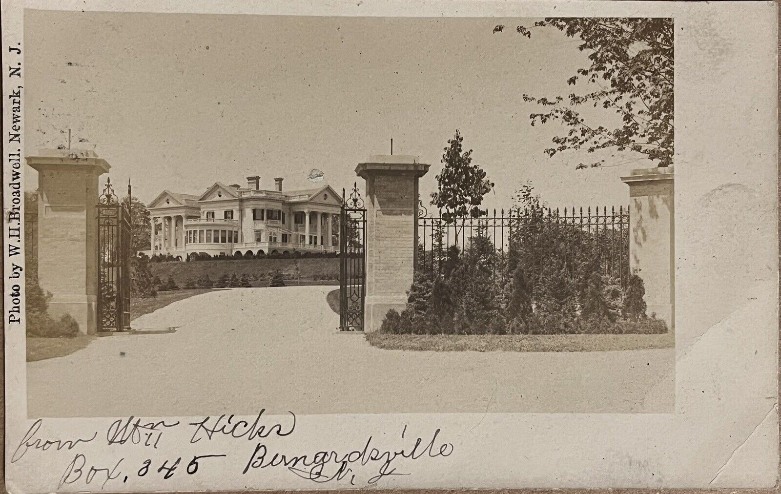 RPPC Bernardsville A.R. Kuser Residence New Jersey Real Photo Postcard 1906