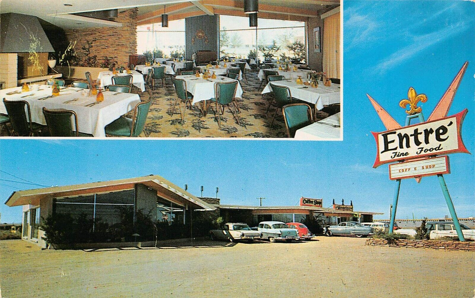 Winslow AZ Arizona Route 66 Entre Restaurant Interior 1960s Vtg Postcard B7