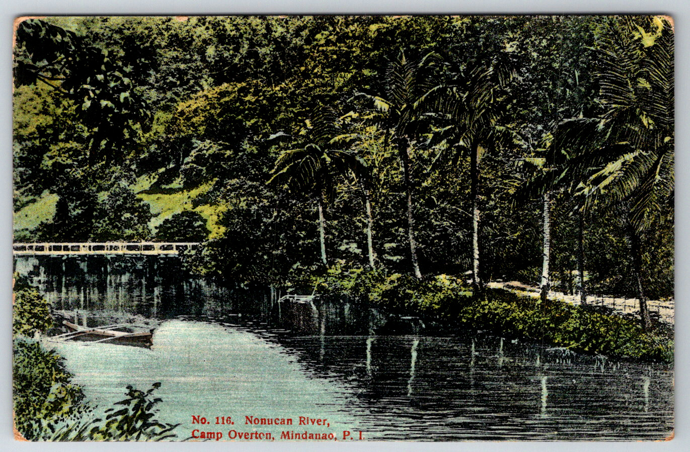 c1910s Nonucan River Camp Overton Mindanao Philippine Islands Antique Postcard