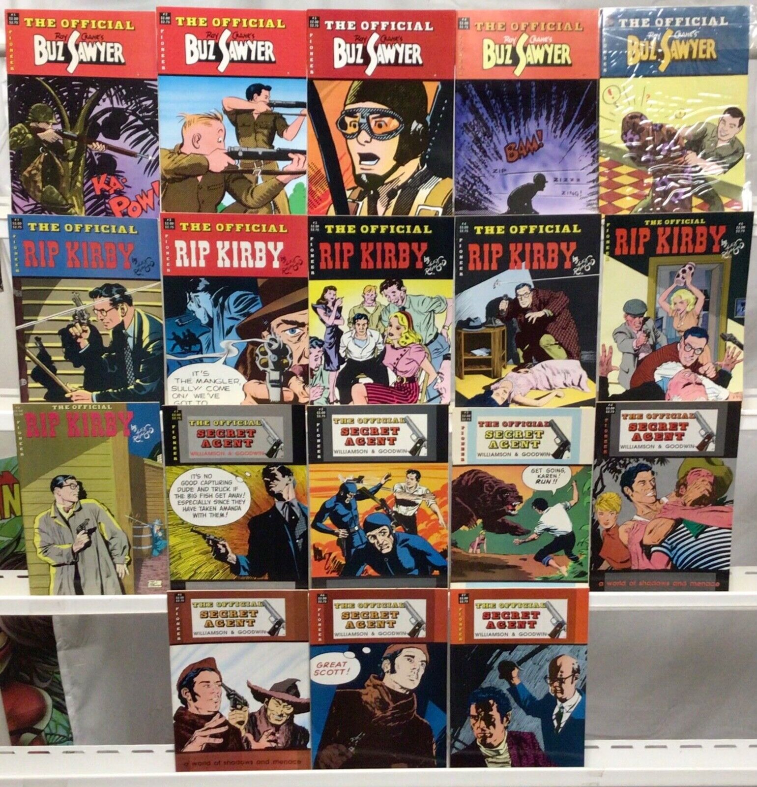 Pioneer Comics Complete Sets - Buz Sawyer, Rip Kirby, Secret Agent