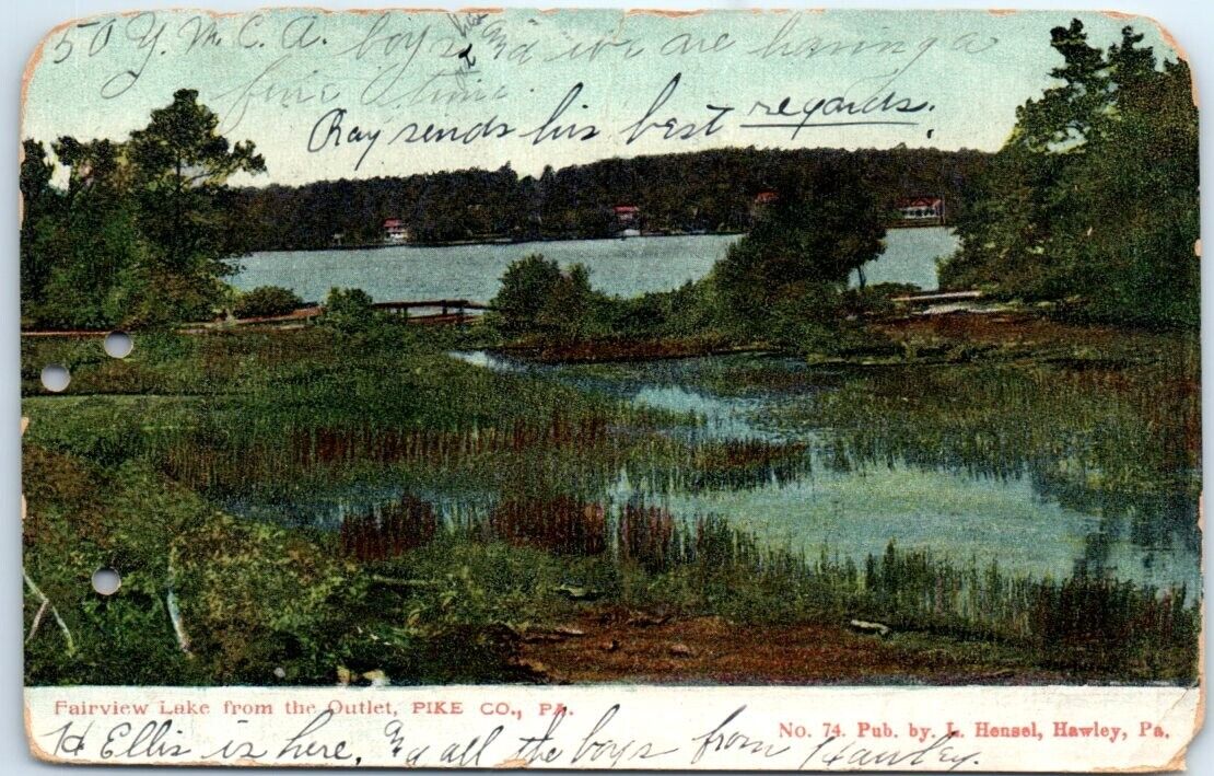 Postcard - Fairview Lake from the Outlet, Pike County, Pennsylvania, USA