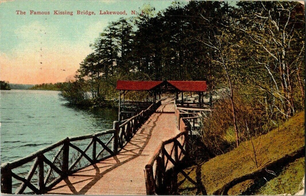 1912. KISSING BRIDGE. LAKEWOOD, NJ. POSTCARD. PL15