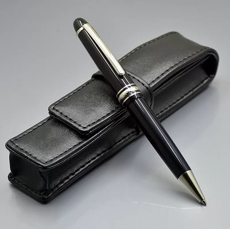 Luxury 145 Resin Series Bright Black+Silver Clip 0.7mm nib Ballpoint Pen