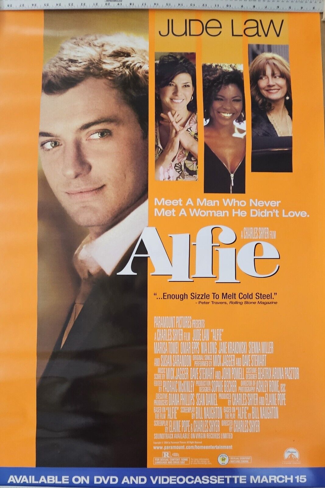 Jude Law in  Alfie   27 x 40 DVD promotional Movie poster