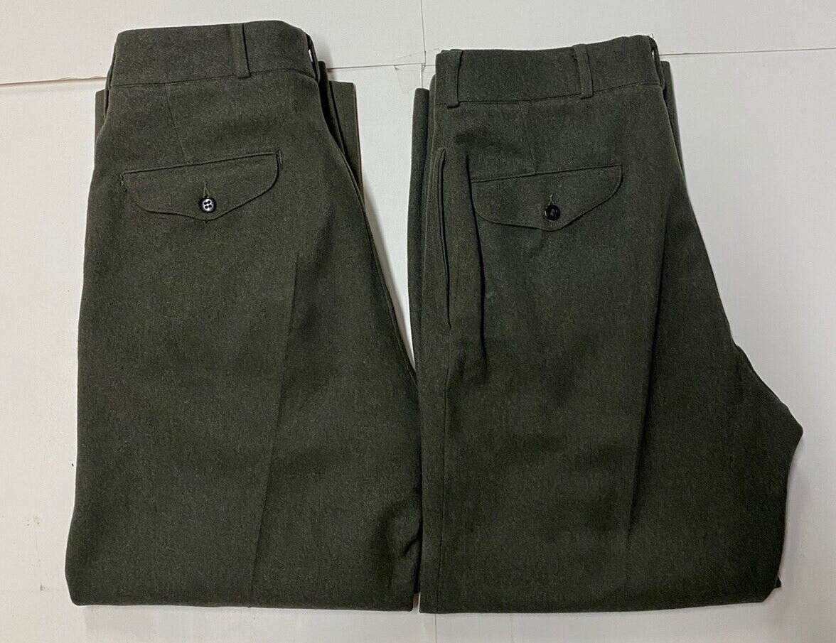 Lot of 2 Vintage WW2 Wool Pants Size 30 X 28 Trousers USMC 1940s Era